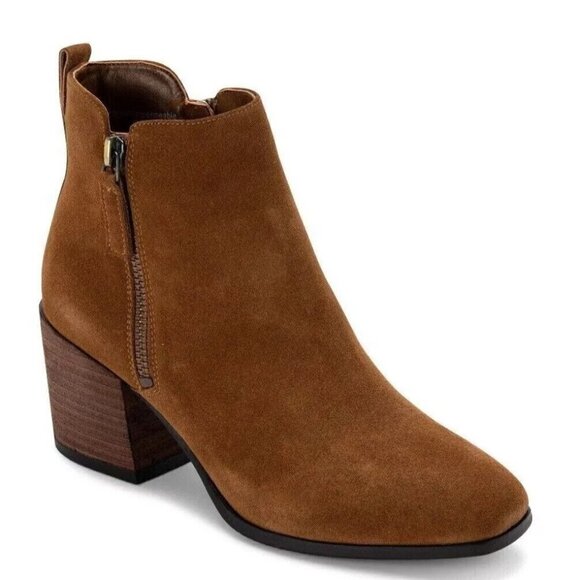 New Blondo Waterproof Siena Camel Brown Suede Heeled Ankle Boots/Booties 11M - Picture 1 of 9